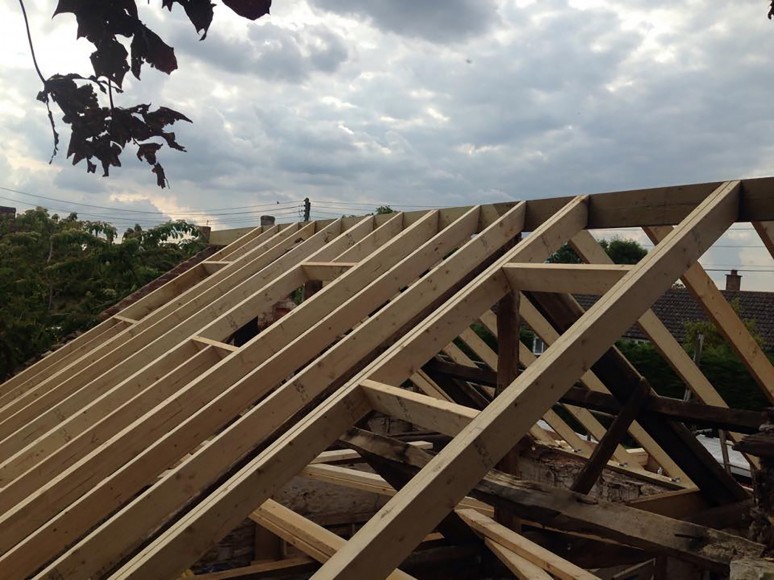 New roof timbers going on