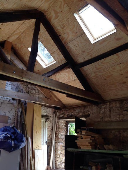 Barn roof timbers and rooflight
