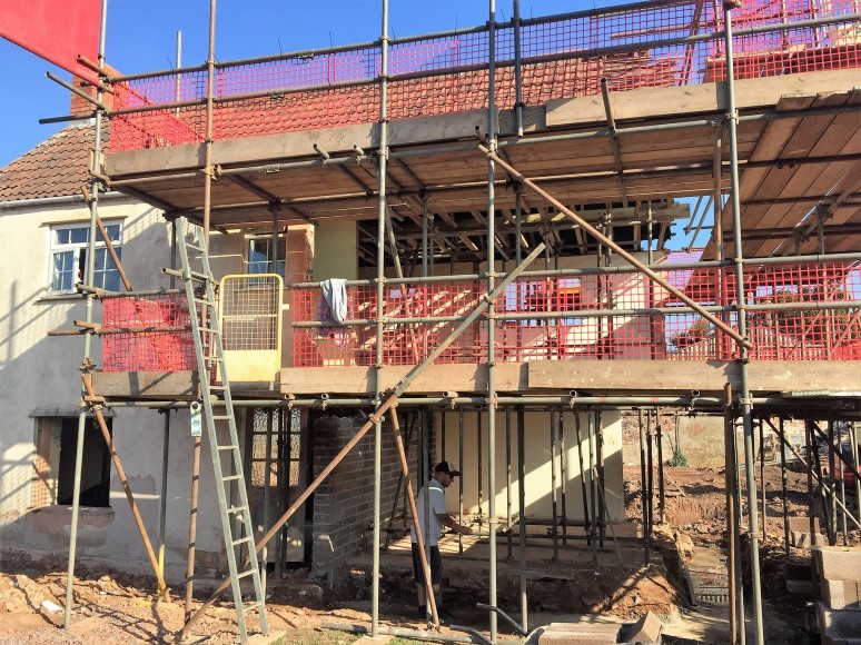 Scaffolding up on a renovation