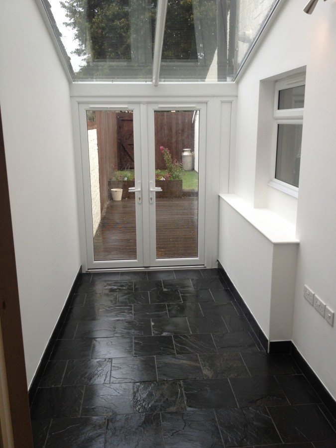 Glazed side-return extension interior