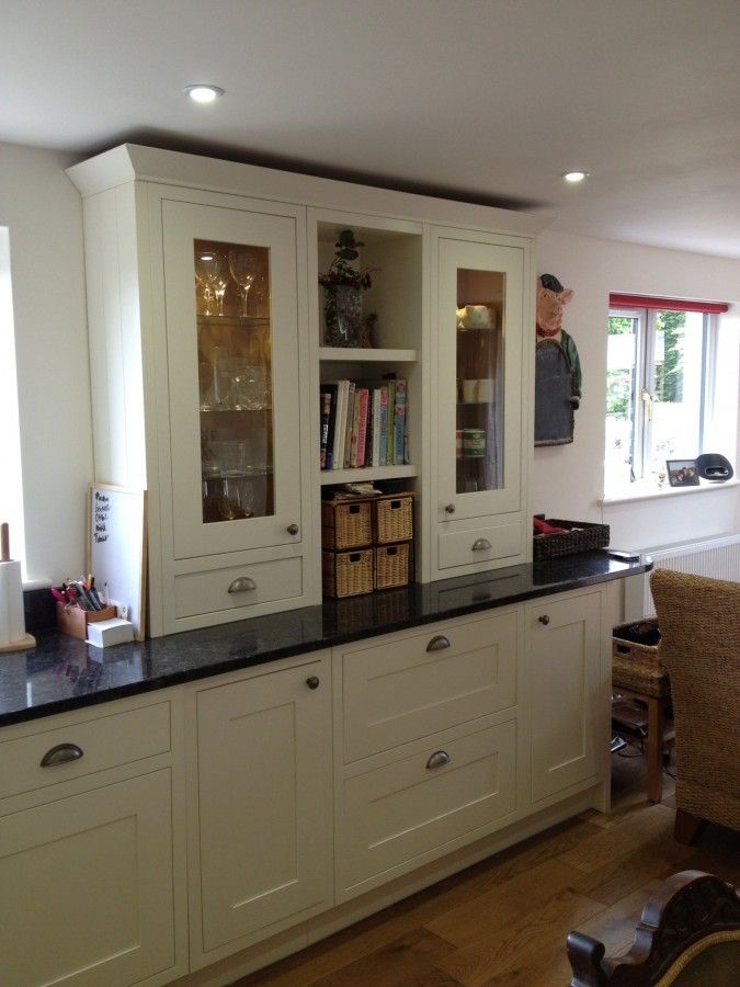 Glazed dresser unit with black worktop