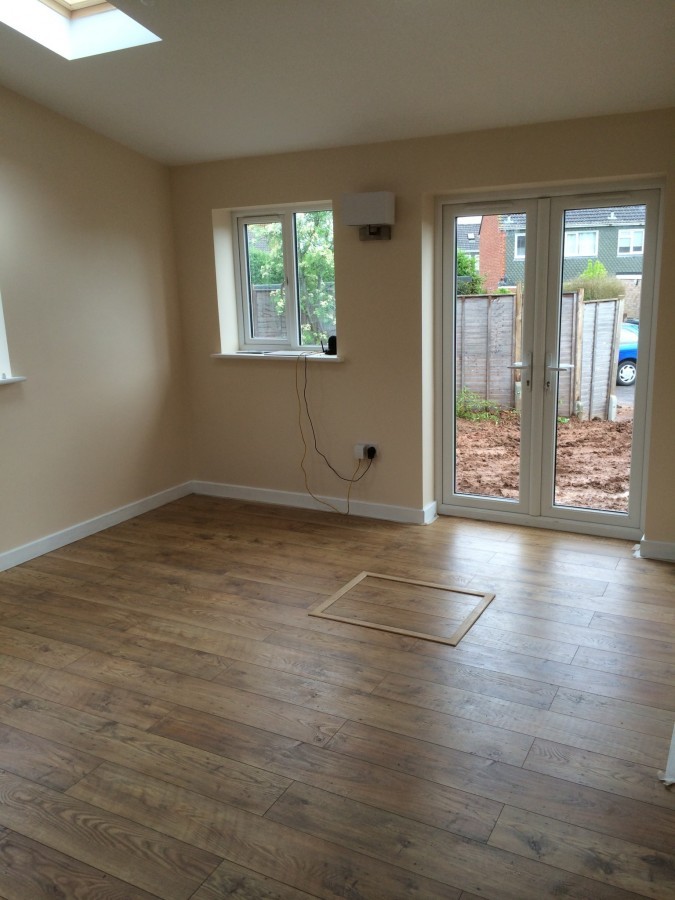 Finished extension room ready for flooring