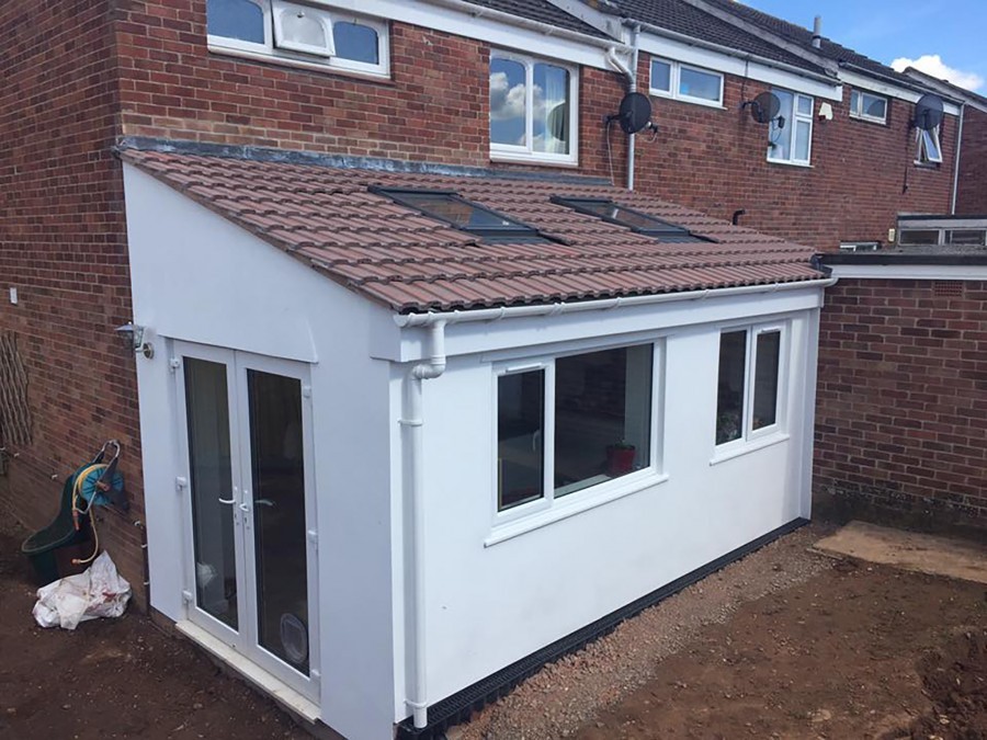 Rendered single-storey rear extension