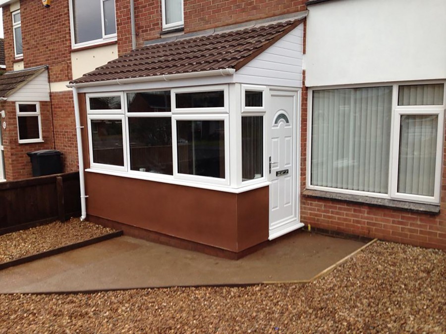 Porch extension with brick base