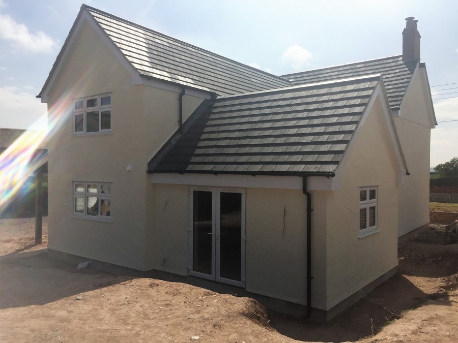 New-build house from the garden