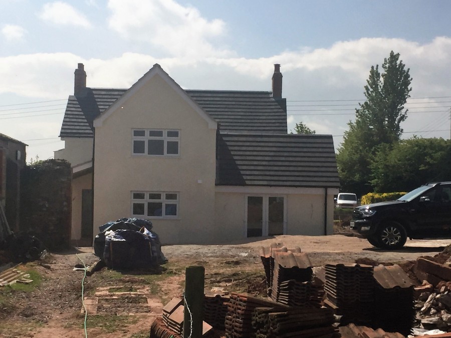 New-build house during landscaping